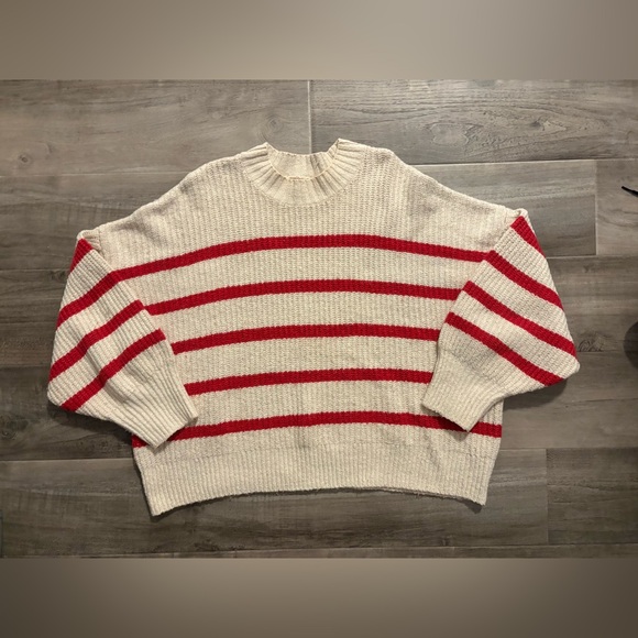 Old Navy Cream & Red Stripe Knit Sweater XXL - Picture 2 of 6